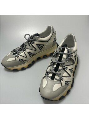 LANVIN MEN'S RUNNING SNEAKERS IN LEATHER AND REFLECTIVE COLORBLOCK WHITE SIZE 10